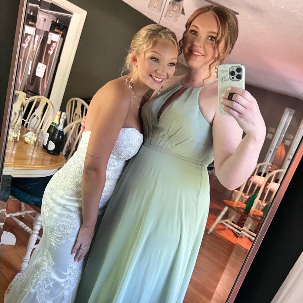 Azazie Dusty Sage Evalleen Bridesmaids Dress